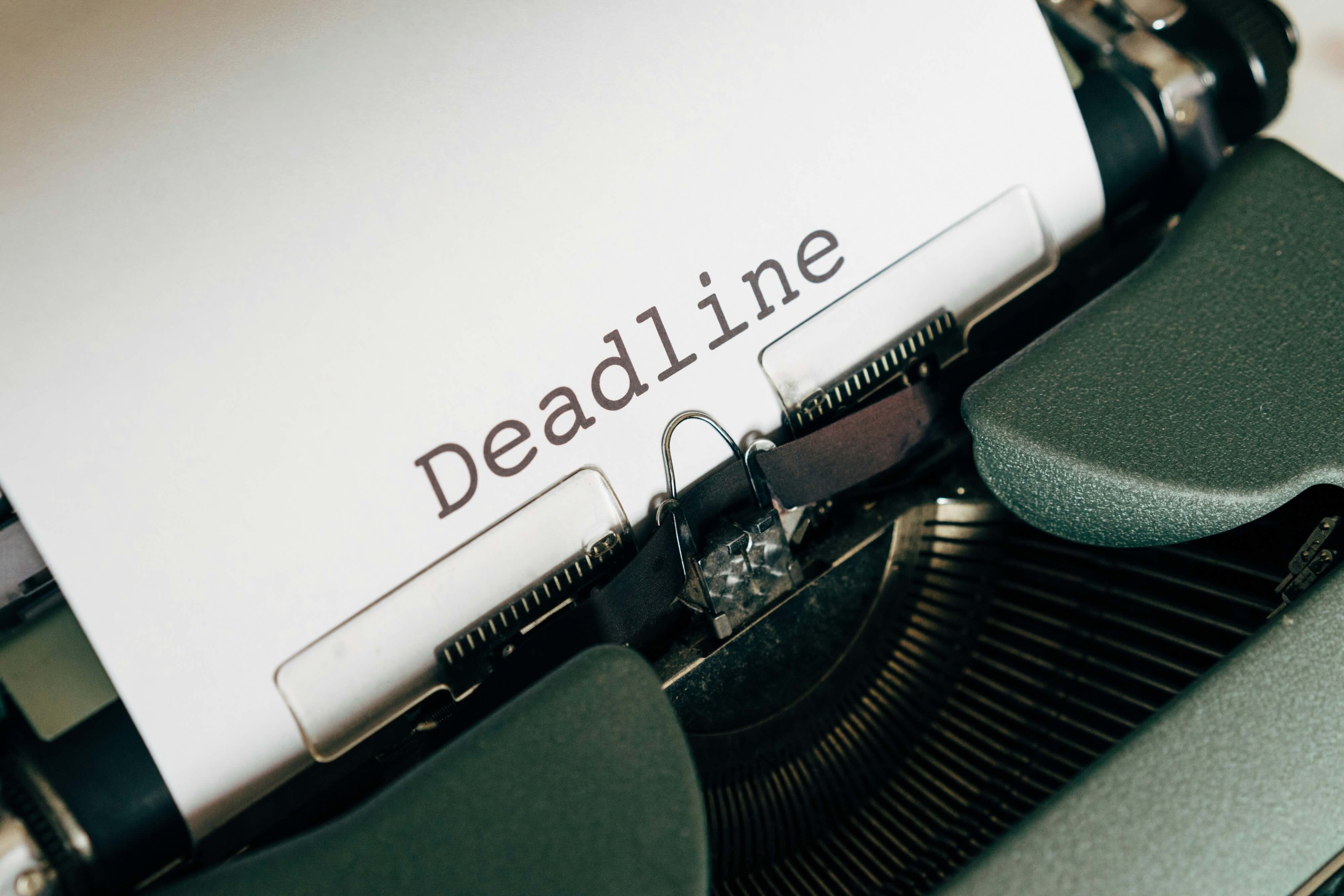 Typewriter with deadline typed out